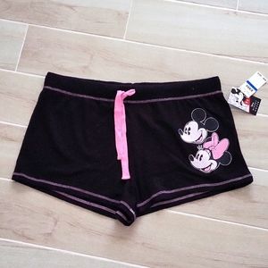 Mickey Mouse & Minnie Black Pajama lounger shorts Women XL